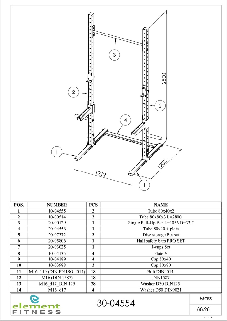 Squat Rack Pro technical sheet