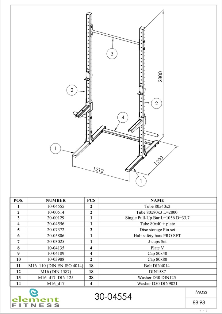 Squat Rack Pro technical sheet