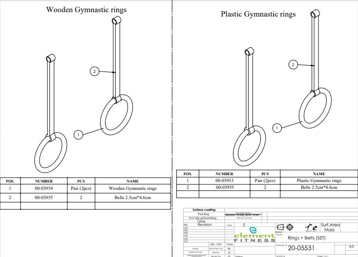 Rings with belts technical sheet