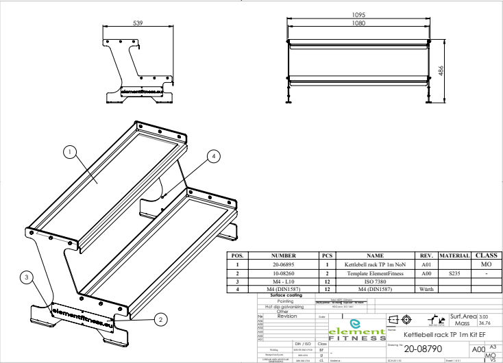 Kettlebell Shelf 1m With Logo